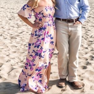 Pink Lily Floral off shoulder dress size S